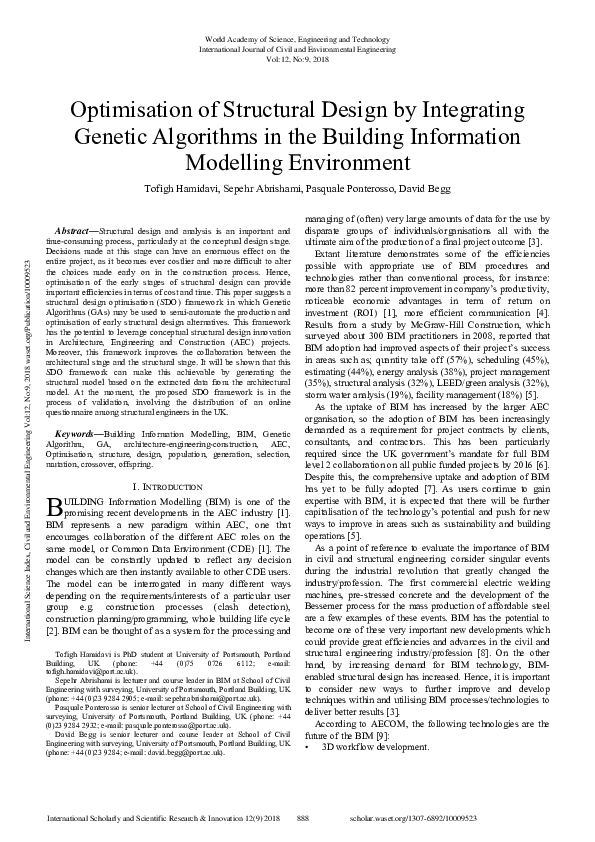 (PDF) Optimisation of structural design by integrating genetic ...