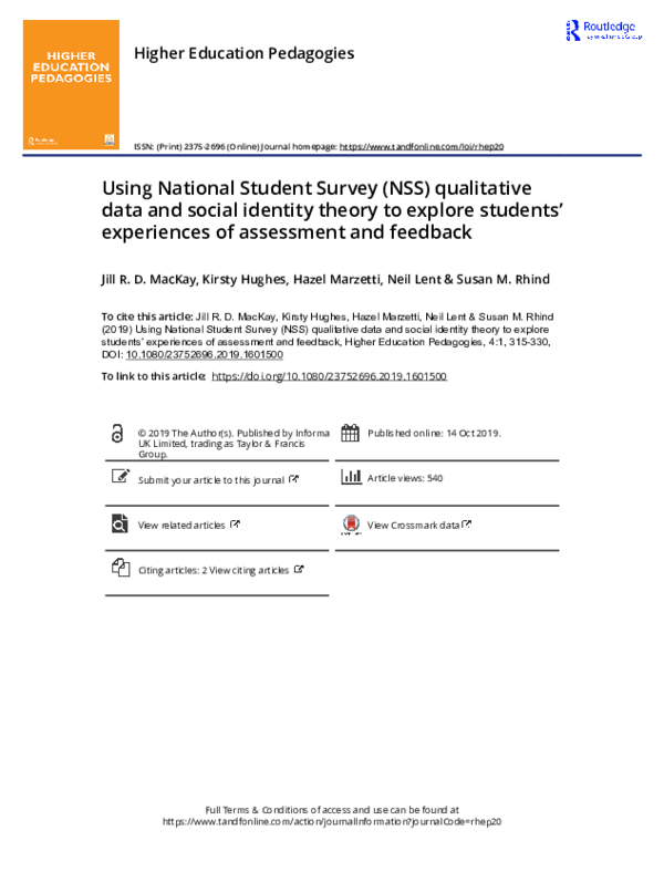 (PDF) Using National Student Survey (NSS) qualitative data and social ...