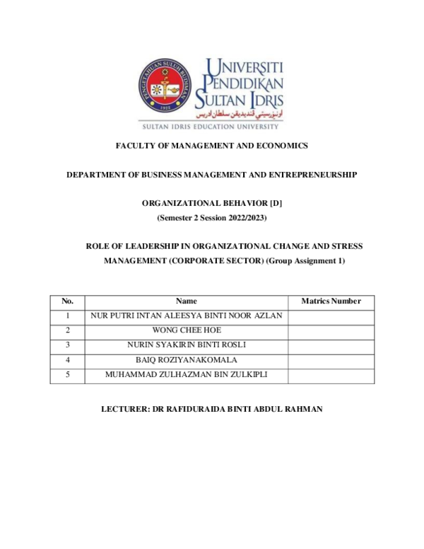 (PDF) The Role of Leadership in Managing Organizational Change and ...