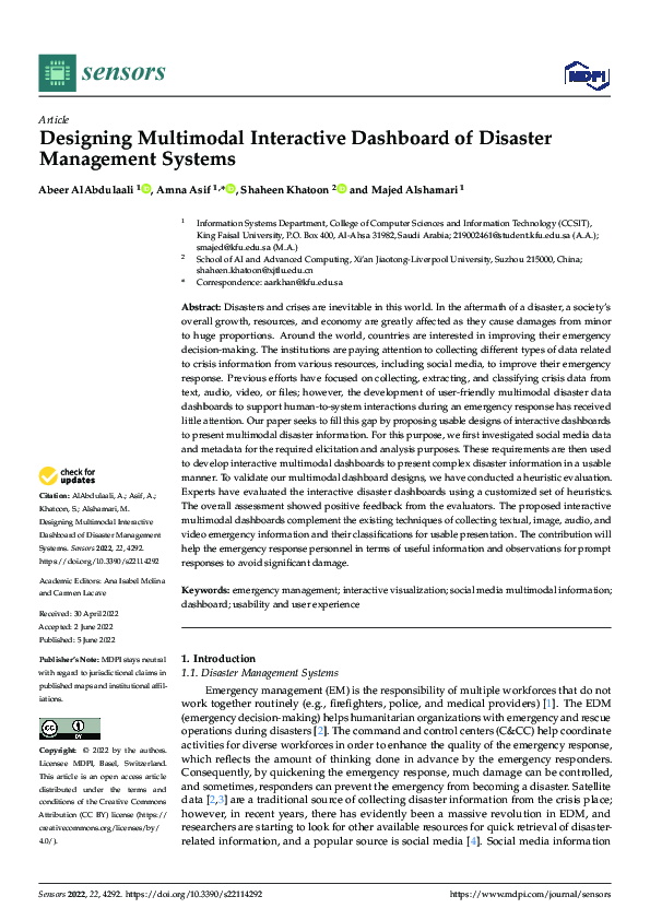 (PDF) Designing Multimodal Interactive Dashboard of Disaster Management ...