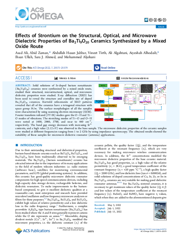 (PDF) Effects of Strontium on the Structural, Optical, and Microwave ...