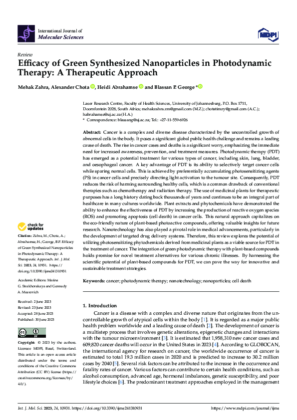(PDF) Efficacy of Green Synthesized Nanoparticles in Photodynamic ...