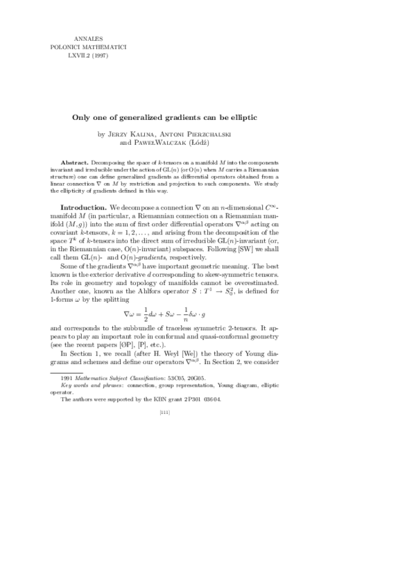 (PDF) Only one of generalized gradients can be elliptic