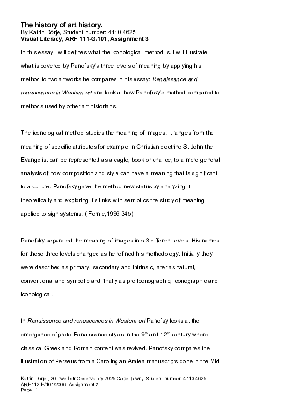 (DOC) Panofsky's iconological approach to renassance