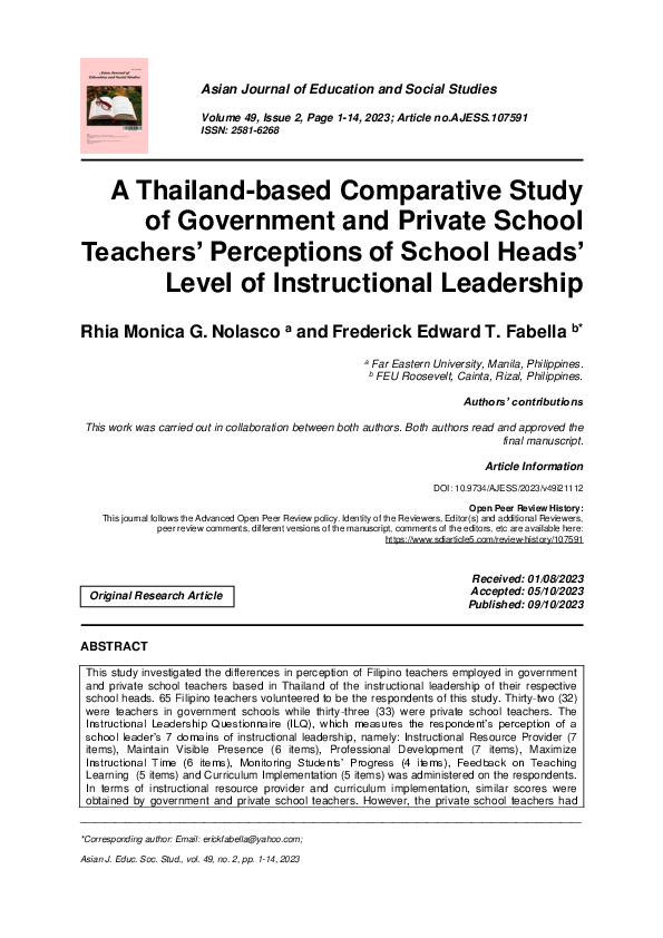 (PDF) A Thailand-based Comparative Study of Government and Private ...