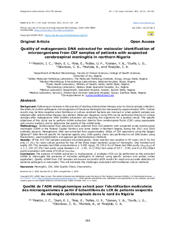 (PDF) Quality of metagenomic DNA extracted for molecular identification ...