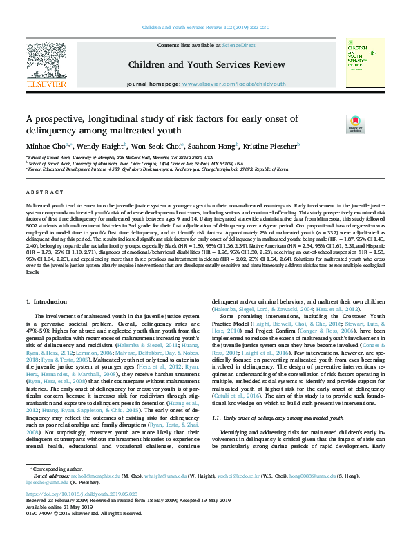 (PDF) A prospective, longitudinal study of risk factors for early onset ...