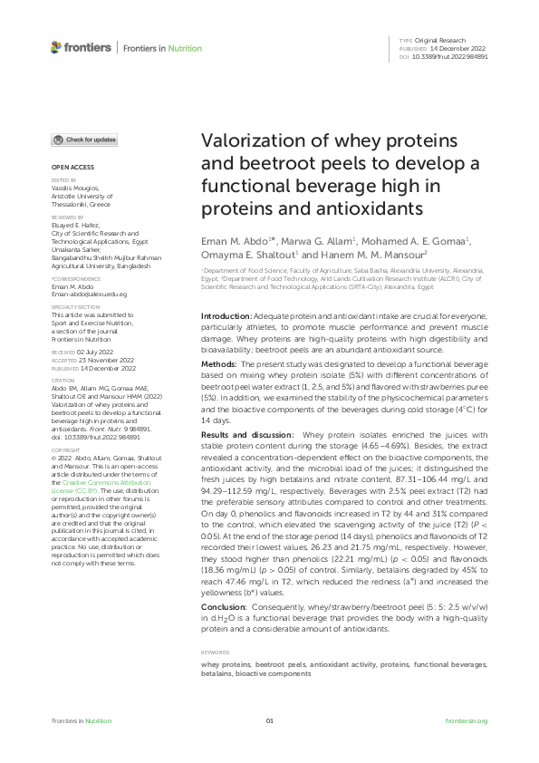 (PDF) Valorization of whey proteins and beetroot peels to develop a ...