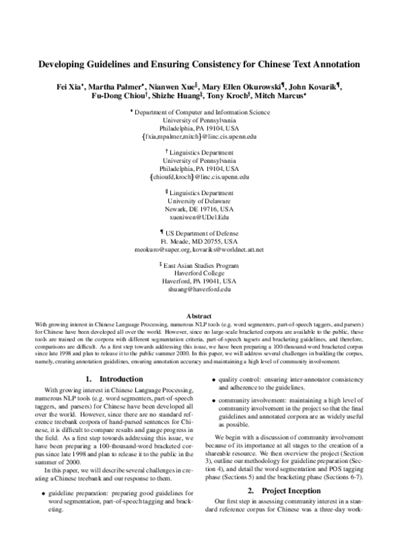 (PDF) Developing Guidelines and Ensuring Consistency for Chinese Text ...
