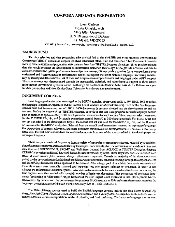 (PDF) Corpora and data preparation