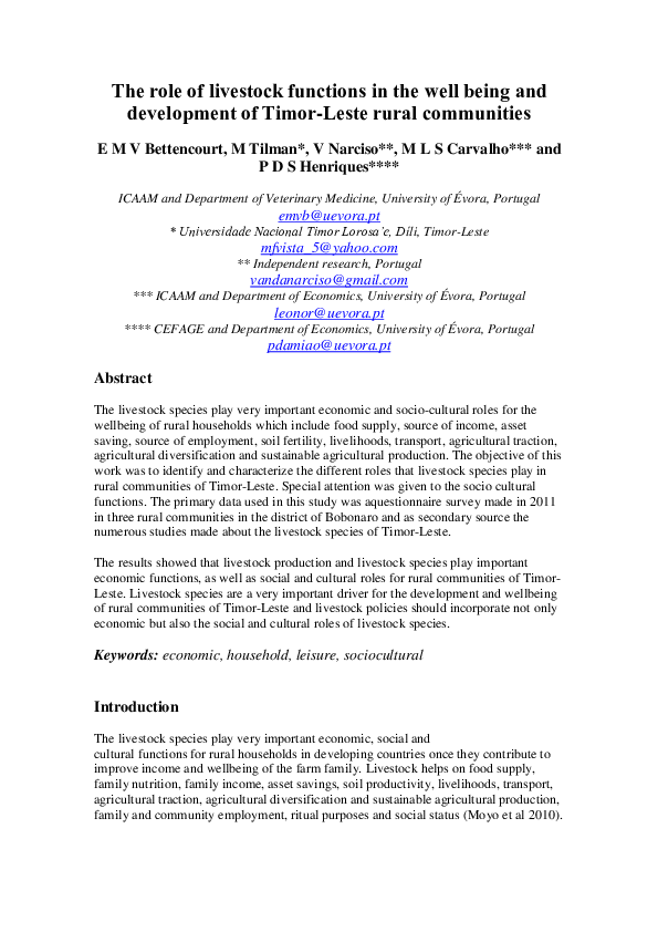 (PDF) The role of livestock functions in the well being and development ...