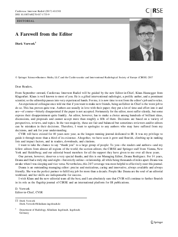 (PDF) A Farewell from the Editor
