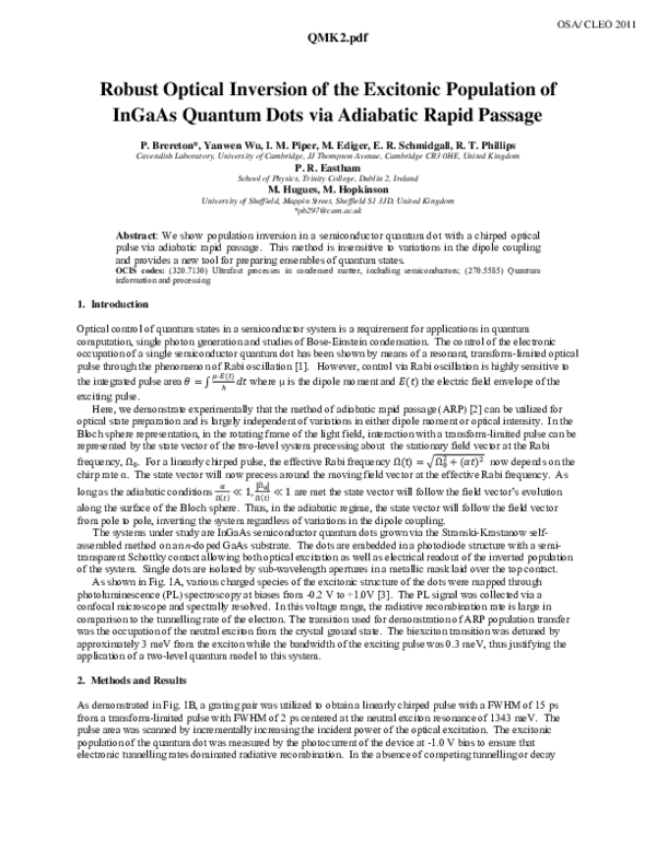 (PDF) Robust Optical Inversion of the Excitonic Population of InGaAs ...