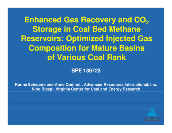 (PDF) Enhanced Gas Recovery and CO2 Storage in Coal Bed Methane ...