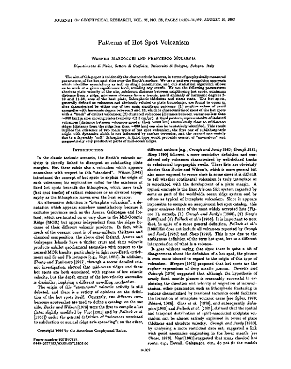 (PDF) Patterns of hot spot volcanism