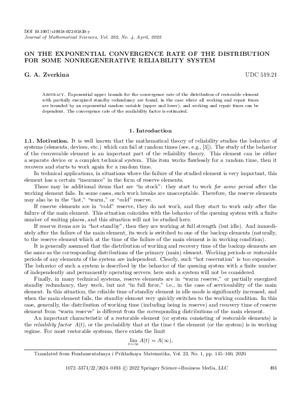 (PDF) On the Exponential Convergence Rate of the Distribution for some ...