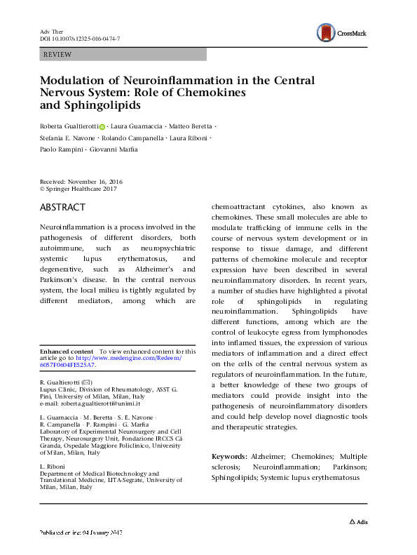 (PDF) Modulation of Neuroinflammation in the Central Nervous System ...
