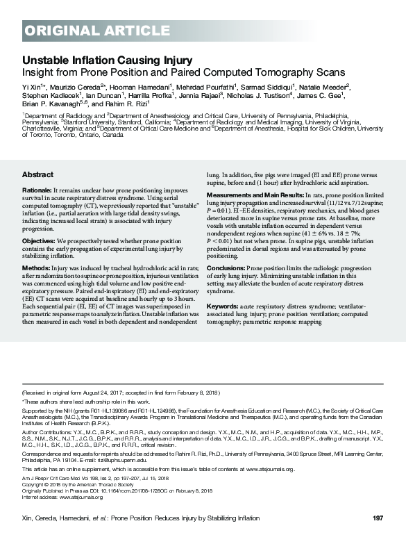 (PDF) Unstable Inflation Causing Injury: Insight from Prone Position ...