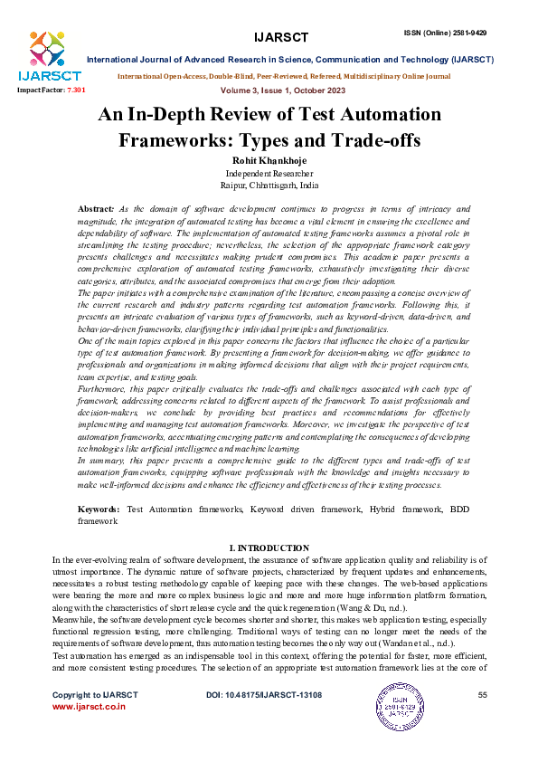 (PDF) An In-Depth Review of Test Automation Frameworks: Types and Trade ...