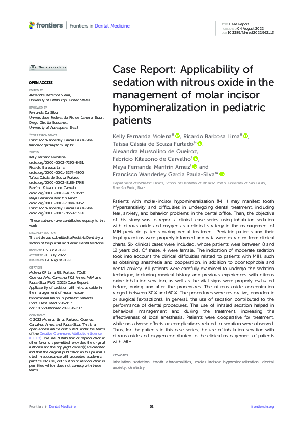 (PDF) Case Report: Applicability of sedation with nitrous oxide in the ...