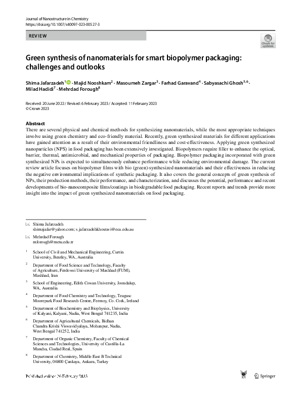 (PDF) Green synthesis of nanomaterials for smart biopolymer packaging ...