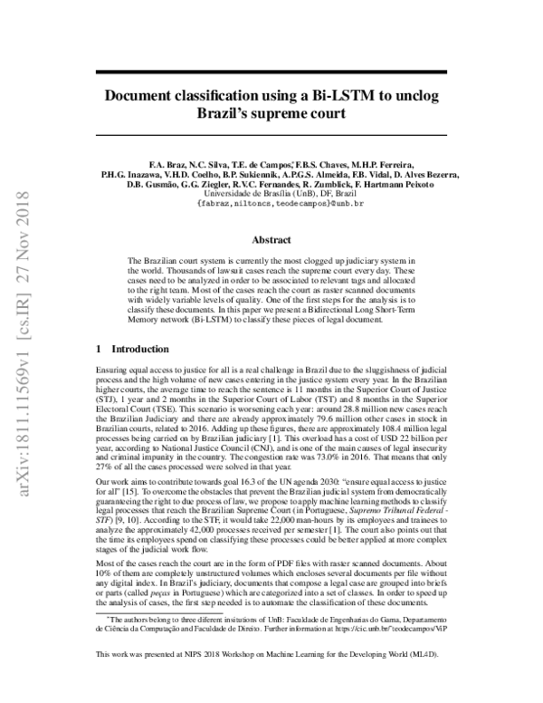 (PDF) Document classification using a Bi-LSTM to unclog Brazil's ...