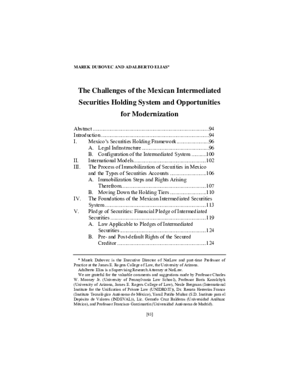 (PDF) The Challenges of the Mexican Intermediated Securities Holding ...