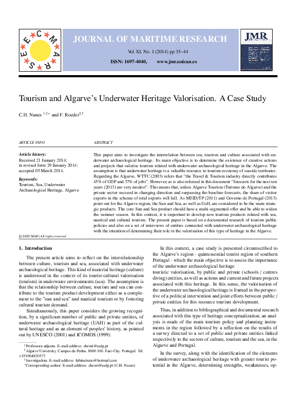 (PDF) Tourism and algarve’s underwater heritage valorisation. A case study
