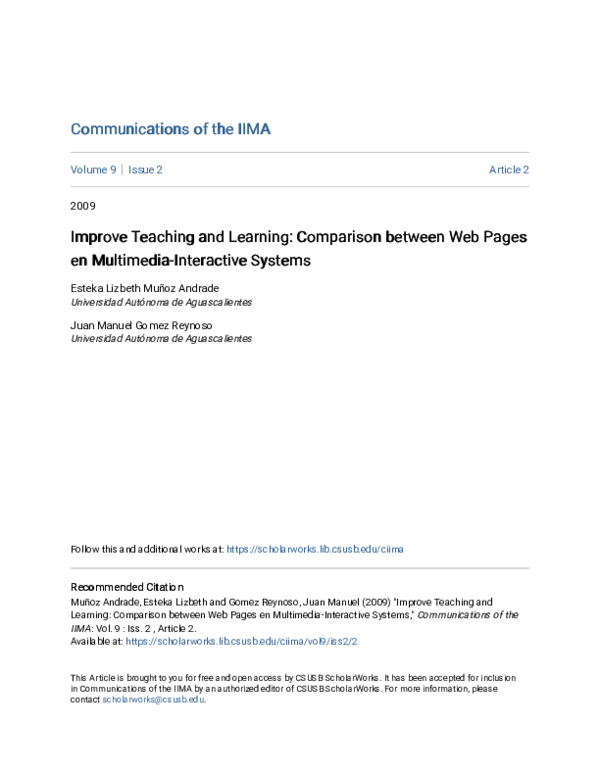 (PDF) Improve Teaching and Learning: Comparison between Web Pages and ...