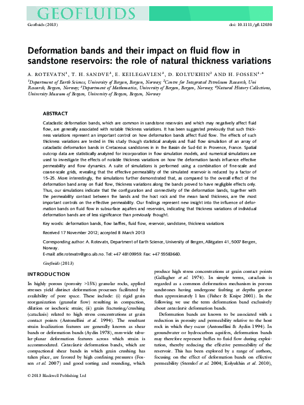 (PDF) Deformation bands and their impact on fluid flow in sandstone ...