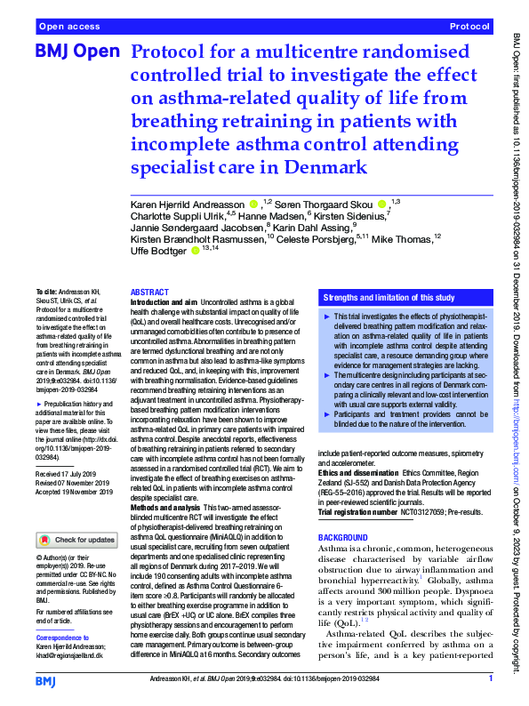 (PDF) Protocol for a multicentre randomised controlled trial to ...