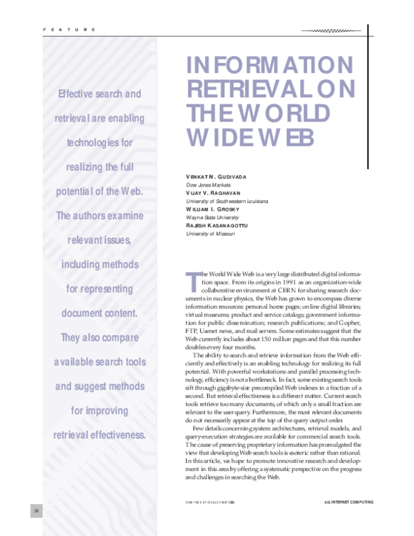 (PDF) Information retrieval on the World Wide Web