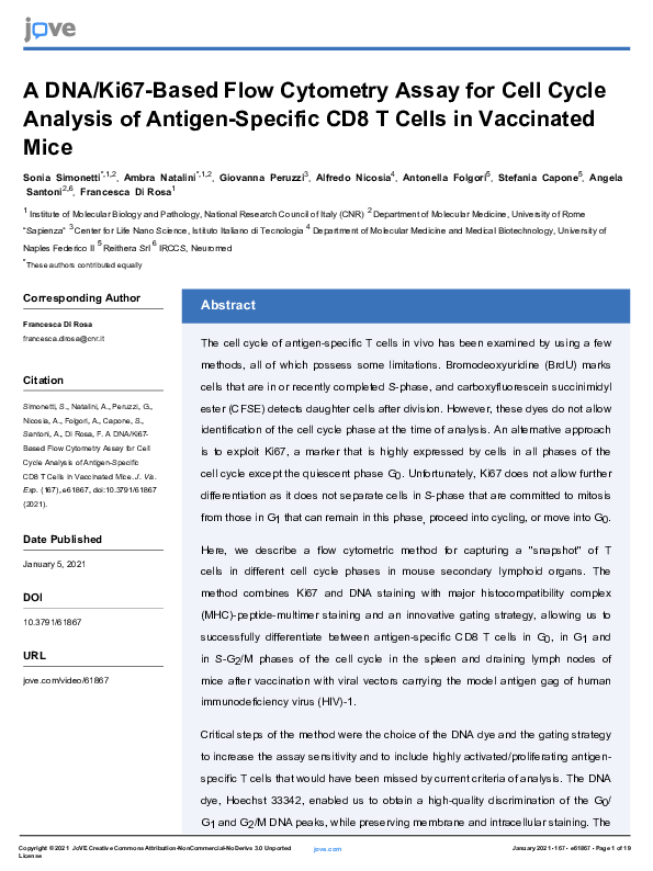 (PDF) A DNA/Ki67-Based Flow Cytometry Assay for Cell Cycle Analysis of ...