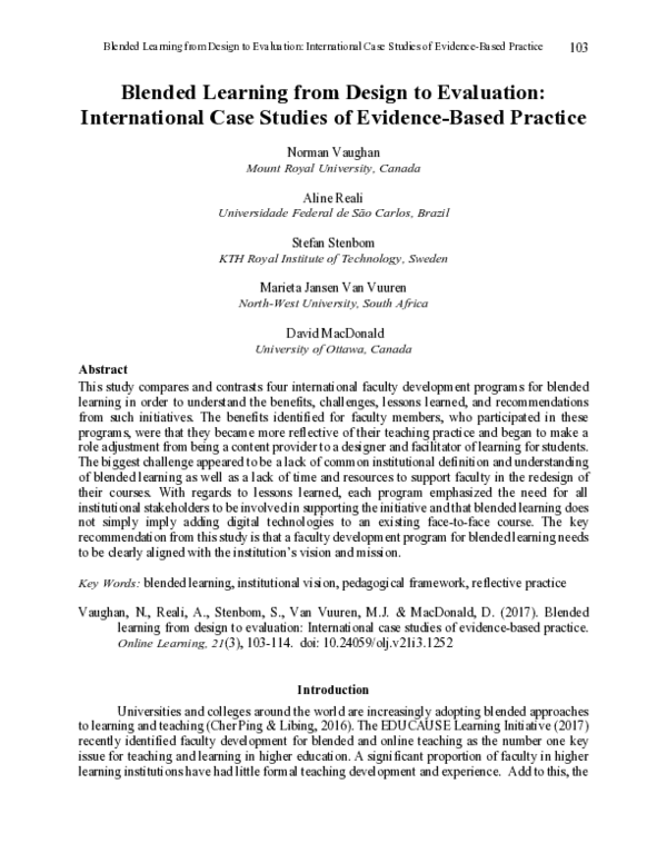 (PDF) Blended Learning From Design to Evaluation: International Case ...