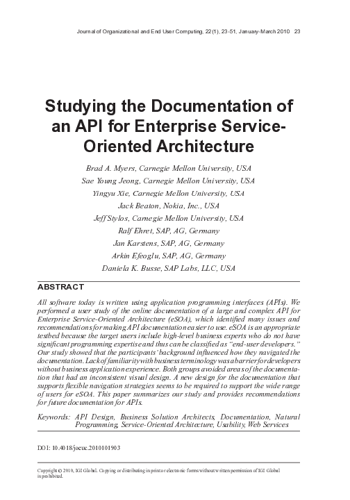 (PDF) Studying the Documentation of an API for Enterprise Service ...