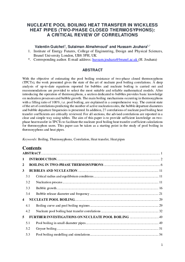 (PDF) Nucleate pool boiling heat transfer in wickless heat pipes (two ...