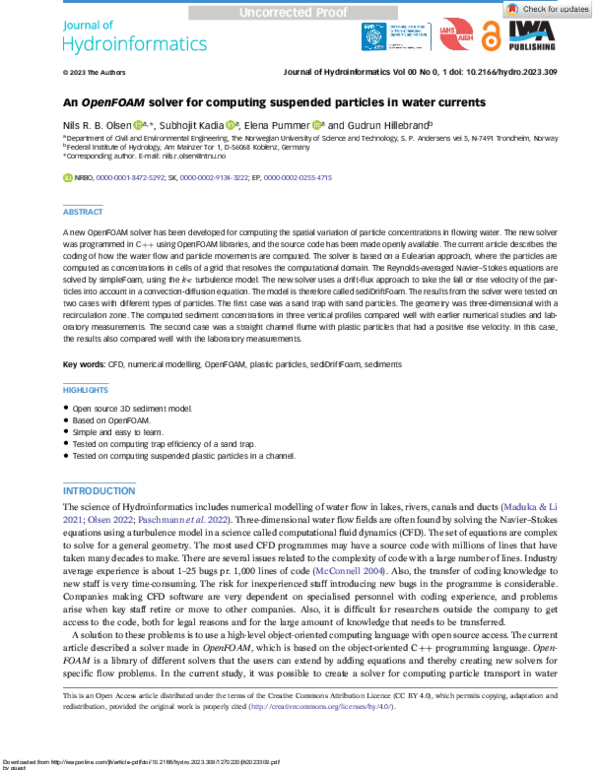 (PDF) An OpenFOAM solver for computing suspended particles in water ...