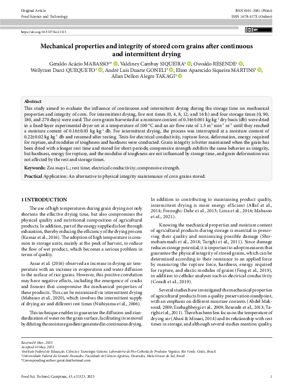 (PDF) Mechanical properties and integrity of stored corn grains after ...