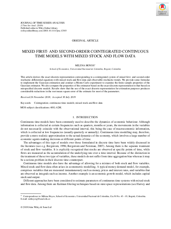(PDF) Estimating Mixed Cointegrated Models Accurately
