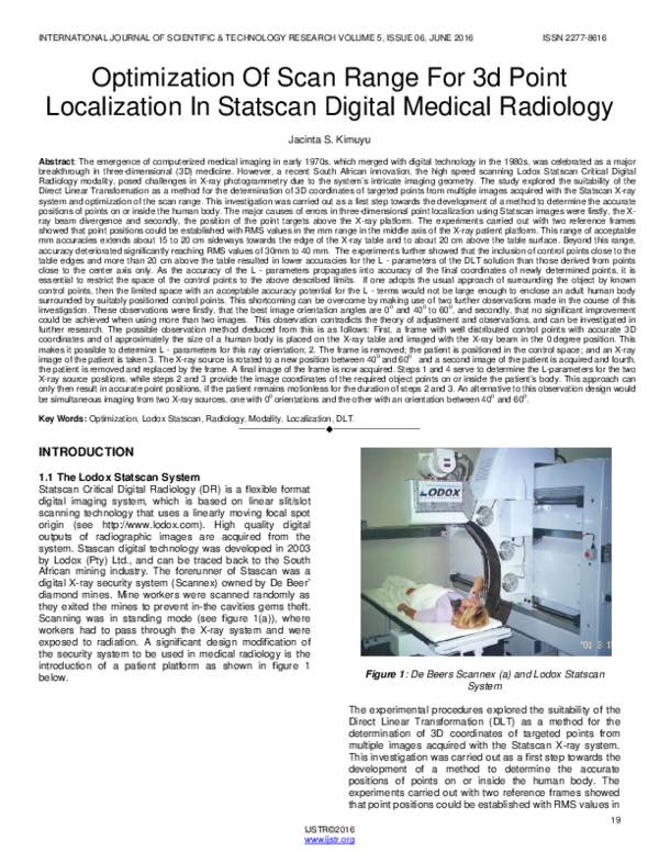 (PDF) Optimization Of Scan Range For 3d Point Localization In Statscan ...