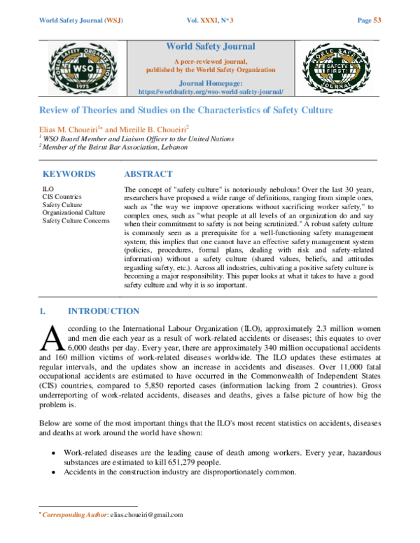 (PDF) Review of Theories and Studies on the Characteristics of Safety ...