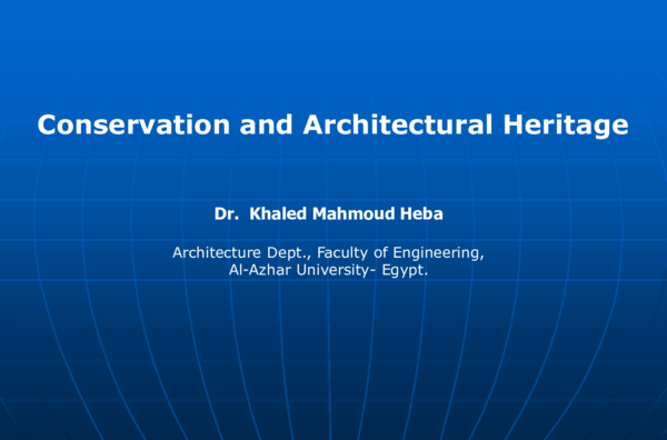 (PDF) Conservation and Architectural Heritage