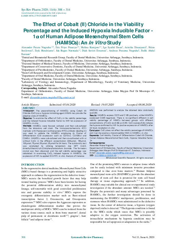 (PDF) The Effect of Cobalt (II) Chloride in the Viability Percentage ...