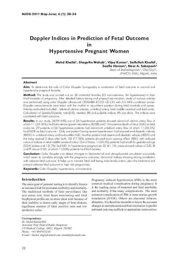 (PDF) Doppler Indices in Prediction of Fetal Outcome in Hypertensive ...