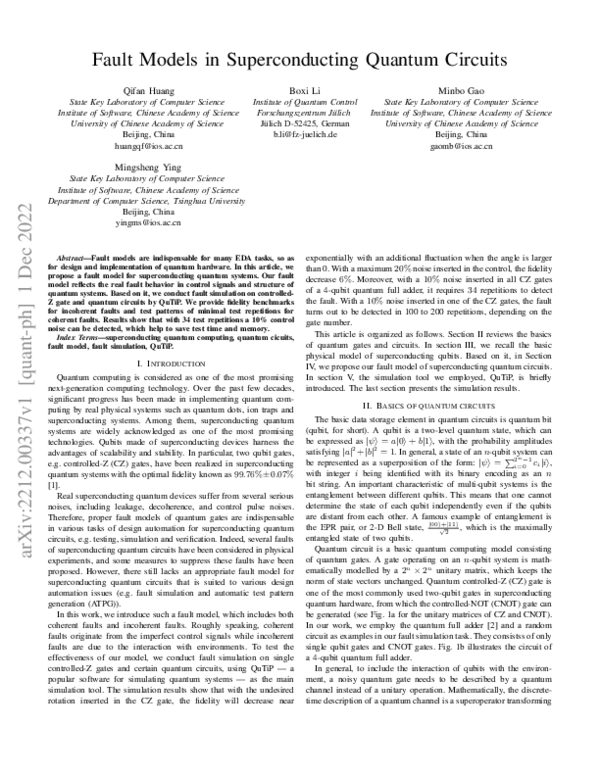 (PDF) Fault Models in Superconducting quantum circuits