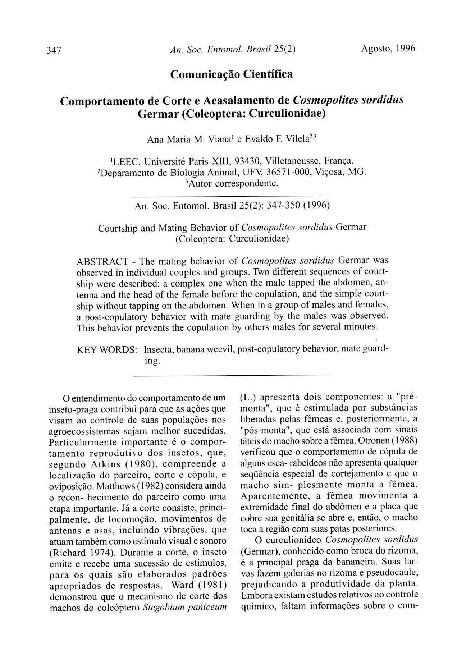 (PDF) Comportamento de Corte e Acasalamento de Cosmopolites sordidus ...