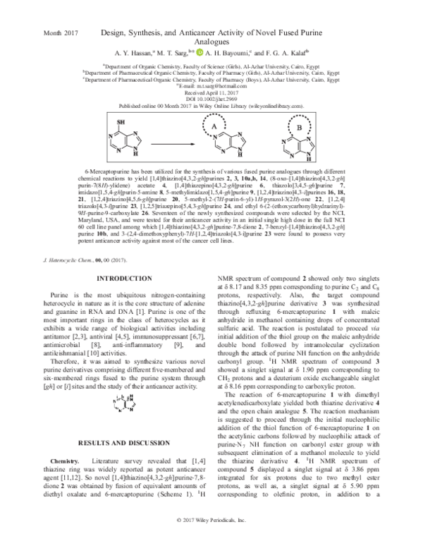 (PDF) Design, Synthesis, and Anticancer Activity of Novel Benzothiazole ...