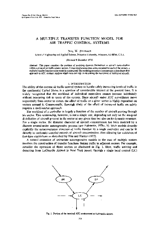 (PDF) A multiple transfer function model for air traffic control systems