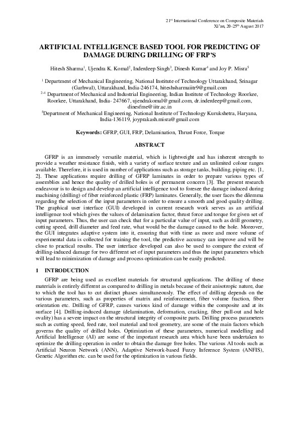 (PDF) Artificial intelligence based tool for predicting of damage ...