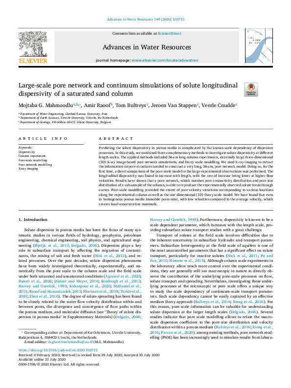 (PDF) Large-scale pore network and continuum simulations of solute ...
